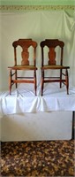2 Sheraton Tiger Maple Cane Bottom Chairs