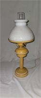 Painted Metal Table Lamp with Milk Glass Shade