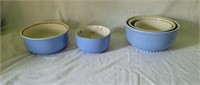 Vintage Blue Pottery Nesting Bowls, Hall Bowl