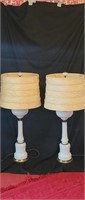 2 42" Vintage Milk Glass Adjustable Table Lamps