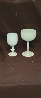 2 Vintage Blue Opaline Goblets