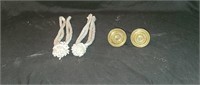 2 Vintage Brass Curtain Tie Backs with Cords