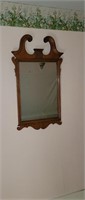 Antique Flamed Birch Queen Anne Style Wall Mirror