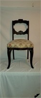 Victorian Burled Mahogany Petite Carved Side Chair