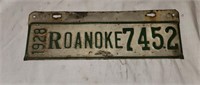 Vintage 1928 Roanoke License Plate