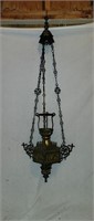 1890s Heavy Brass French Church Sanctuary Lamp