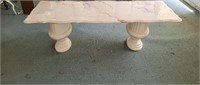French Marble Top Coffee Table w 2 Porcelain Bases