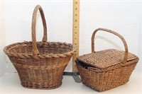 2 woven wicker baskets