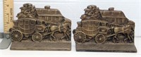 Pair of brass stage coach bookends