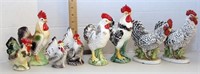pair Lefton China "Plymouth Rock" bisque chickens