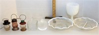 Assted glassware lot including: 3 Lantern candy