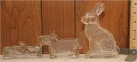 2 glass candy containers: Jeep & Rabbit