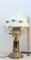 brass light with painted half shade