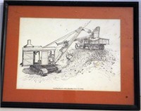 10 framed prints of antique construction equipment