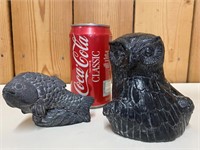 2 Sculptures Wolf original en pierre de savon