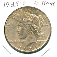1935-S Peace Silver Dollar - 4 Rays
