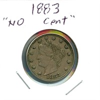 1883 Liberty Nickel - "No Cent", Full Liberty