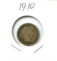 1910 Barber Silver Dime