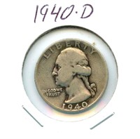 1940-D Washington Silver Quarter