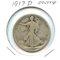 1917-D Walking Liberty Silver Half Dollar -