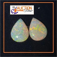 Natural Pair of .22 CT Ea Australian Opals Pear