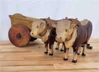 Fine Folk Art Wooden Child's Toys - Ox & Wagon