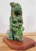 Signed Green Glazed Art Pottery Sculpture -"Rala"