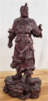 Chinese Black Rosewood Hand Carved Wood Warrior