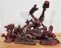 Grouping of Chinese Resin Dragon Figures