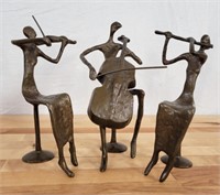 3pc Brutalist Bronze Musicians Sculptures