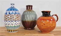 Lot of 3 Glazed Ceramic Vases