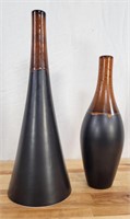 Pair of Red Drip Glazed Ceramic Vases