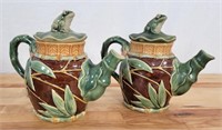 Pair of Ceramic Frog Teapots