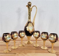Bohemian Glass Moser Style Decanter Set