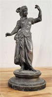 19th Century White Metal Statue of Women Soldier