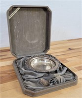 Antique Sterling Silver Caviar Bowl & Spoon in Box