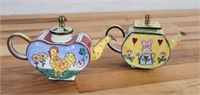 2 pc Kelvin Chen Mini Enameled Copper Teapots