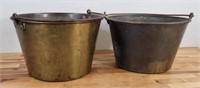 2 pc 19th Century Copper Buckets