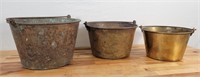 3 pc 19th Century Copper Buckets