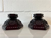 Avon Cape Cod Collection Ruby Red Candle Holders