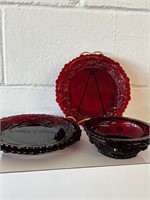Avon cape cod ruby 3 Small plates & fruit bowls