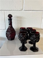 Cape Cod Wine Decanter Ruby Red Avon 6 cups