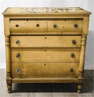 19th C Painted Empire Chest with Glass Knobs