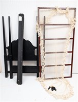 Black 4 Poster Bed, Rack and Lace Cover