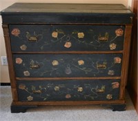Green Painted Dresser with Floral Design