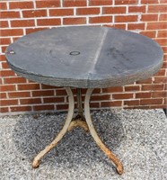 Round Slate Table Top on Cast Iron Base