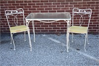 Salterini-Style Glass Top Table and 2 Chairs