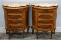 Pair of French Style Demilune End Tables