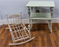 Vintage Wicker Table and Cradle