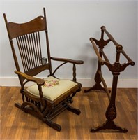 Victorian Rocking Chair and Quilt Rack